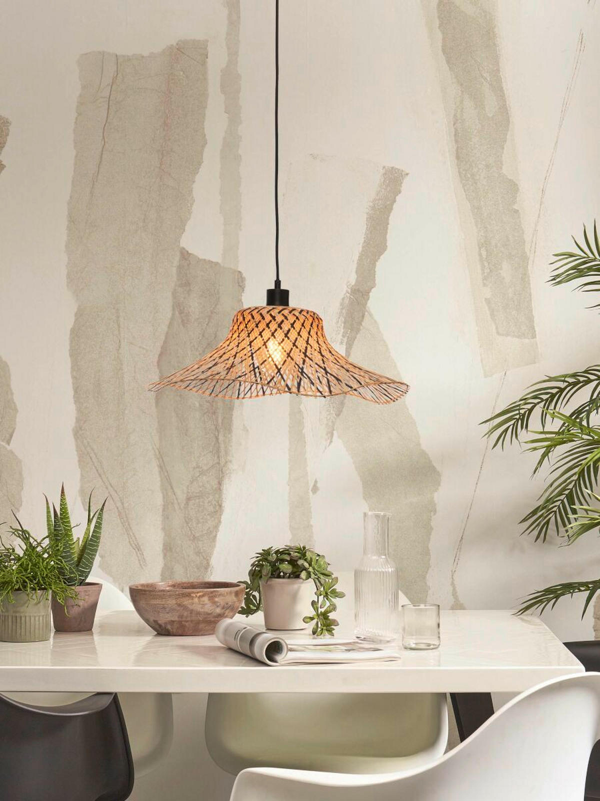 HÄNGLAMPA GOOD&MOJO  50/50/15 cm  - svart/naturfärgad, Trend (50/50/15cm) - Good & Mojo