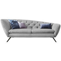 CHESTERFIELD-SOFA Mikrofaser Hellgrau  - Hellgrau/Schwarz, Design, Textil/Metall (223/84/90cm) - Pure Home Lifestyle