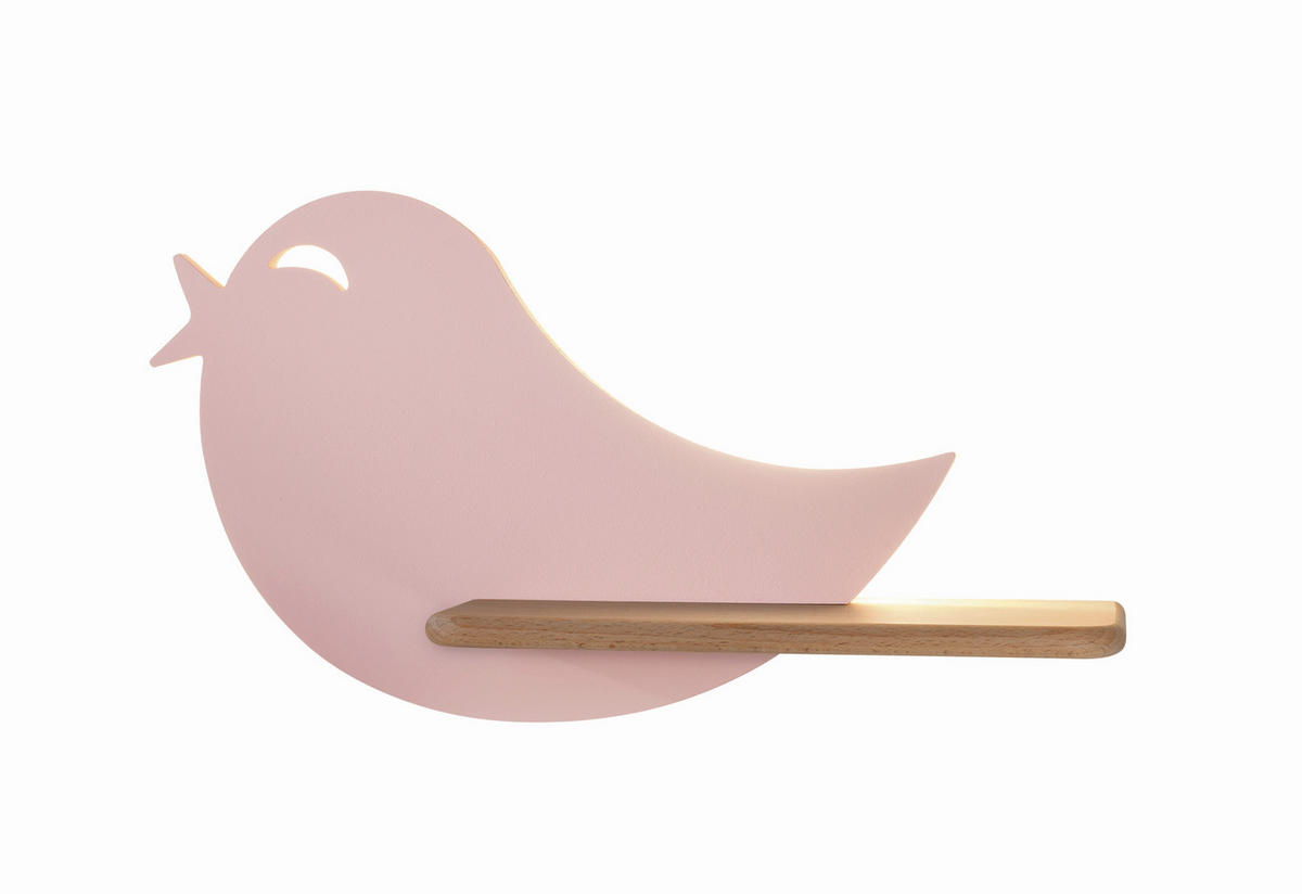 KINDERWANDLEUCHTE Bird 40/12/21.5 cm  - Pink, Natur, Holz/Holzwerkstoff (40/12/21.5cm)