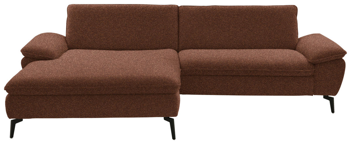 ECKSOFA Webstoff Rostfarben  - Rostfarben/Schwarz, Design, Textil/Metall (197/295cm) - Valdera