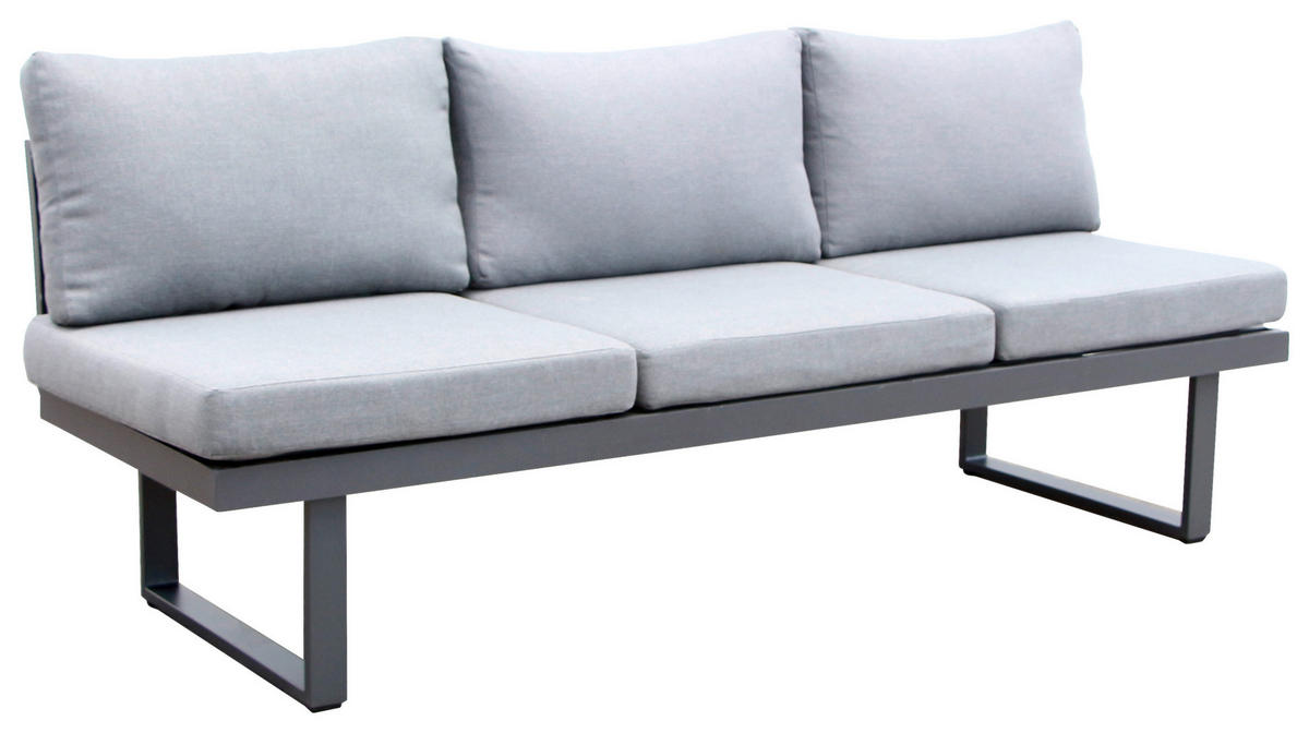 LOUNGEGARNITUR Aluminium  - Anthrazit/Grau, MODERN, Kunststoff/Metall (210/68/77/76cm) - Ambia Garden