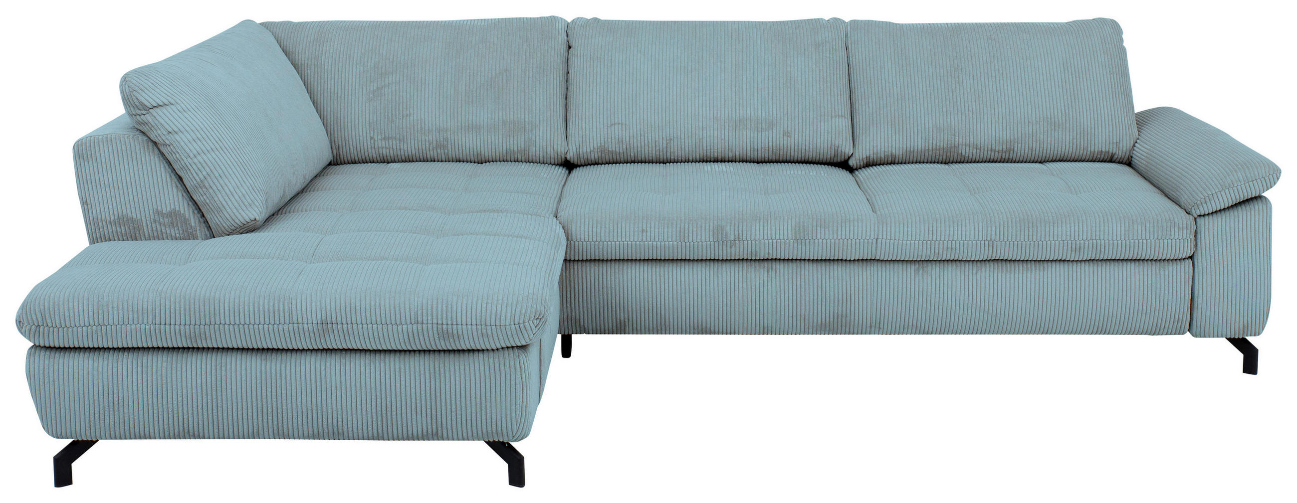 ECKSOFA Sense Hellblau Cord, Velours  - Schwarz/Hellblau, Design, Textil/Metall (197/291cm) - Beldomo Style