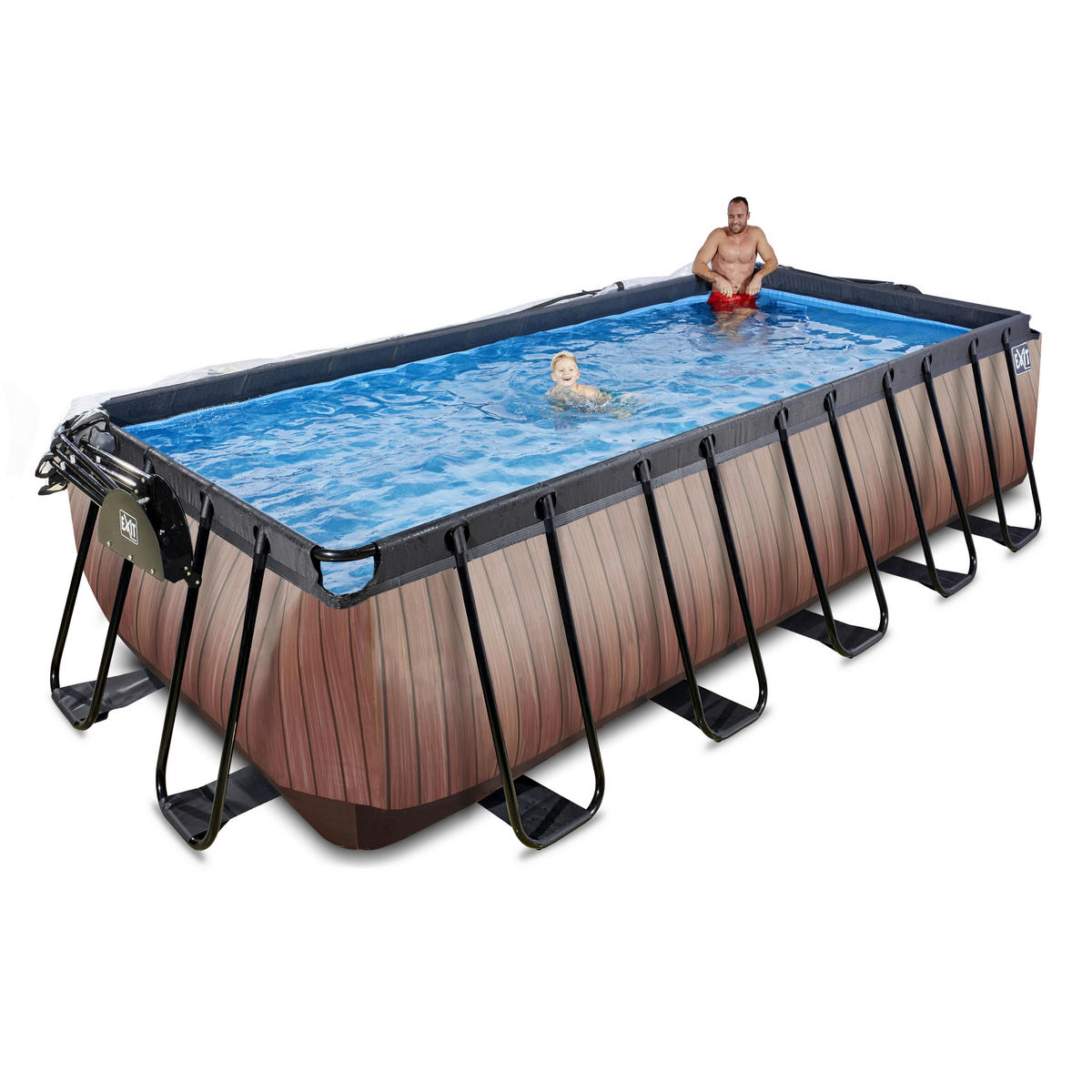 POOL-SET WOOD 540/250/122 cm  - Braun, KONVENTIONELL, Metall (540/250/122cm) - EXIT Toys