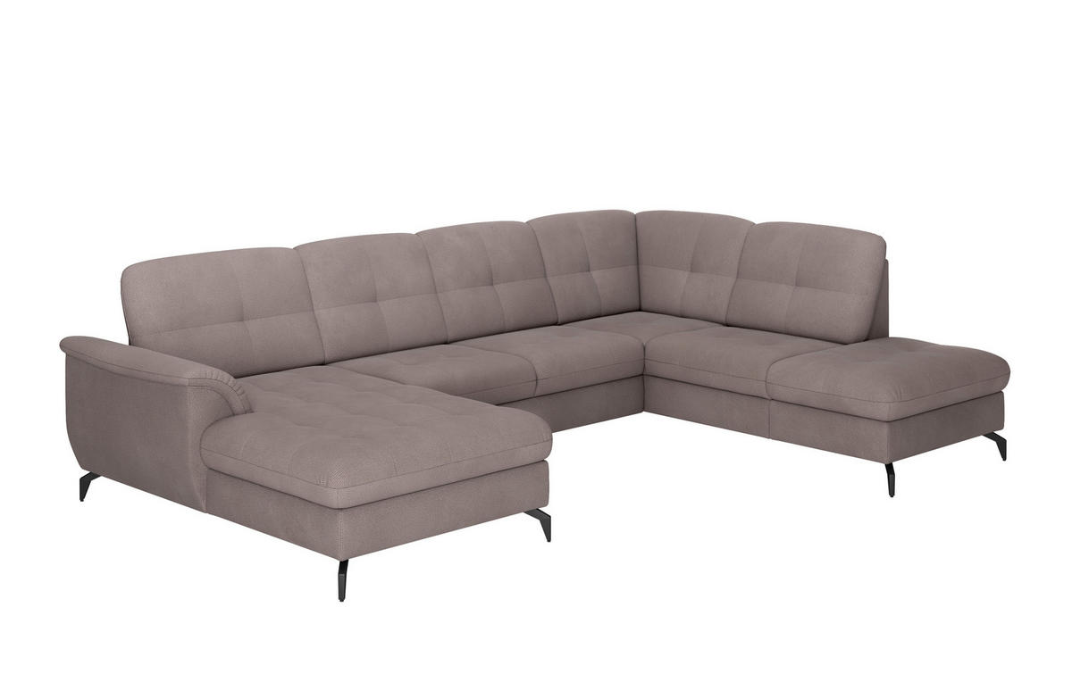 WOHNLANDSCHAFT Taupe Flachgewebe  - Taupe/Schwarz, MODERN, Textil/Metall (164/319/212cm) - Sit & More