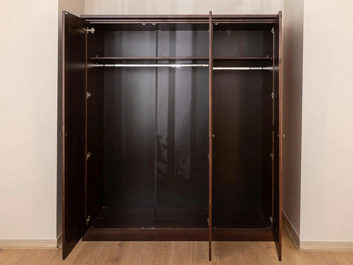 KLEIDERSCHRANK 189/213/63 cm,  in Dunkelbraun, 3 Tür(en)-türig  - Dunkelbraun/Silberfarben, KONVENTIONELL, Holz/Metall (189/213/63cm) - Linea Natura