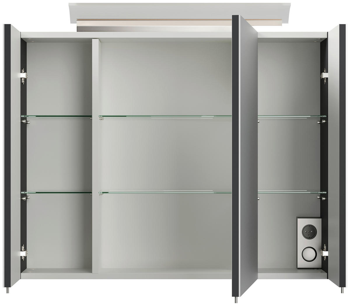BADEZIMMER 3-teilig  in 190 cm  - Graphitfarben/Weiß, Trend, Glas/Holzwerkstoff (190cm) - MID.YOU