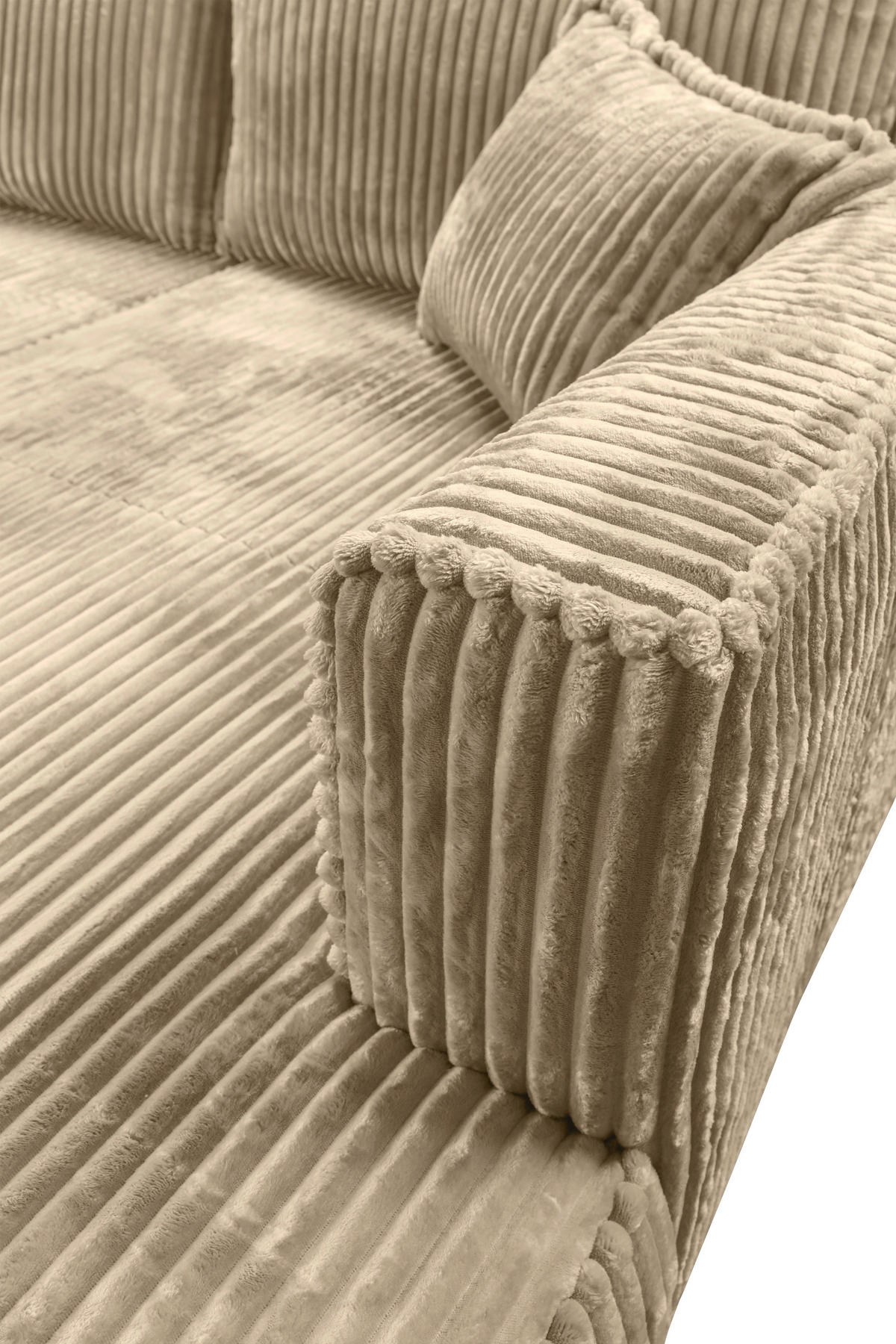 ECKSOFA Beige Cord  - Beige/Schwarz, MODERN, Holz/Textil (322/208cm) - Carryhome