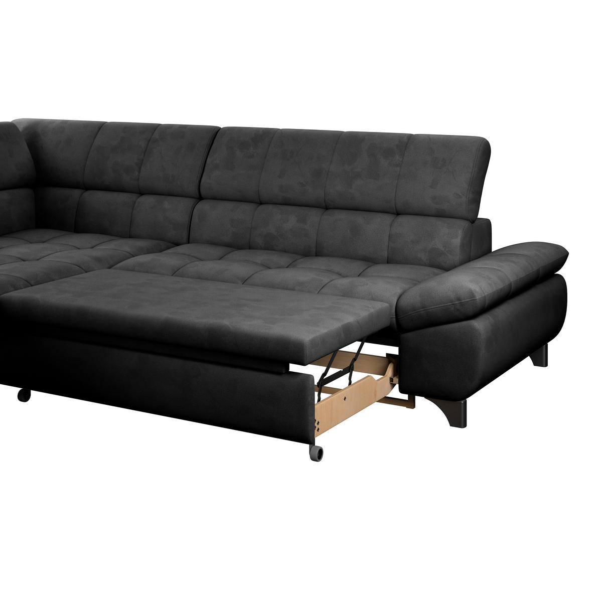 ECKSOFA Anthrazit Chenille  - Chromfarben/Anthrazit, KONVENTIONELL, Textil/Metall (234/312cm) - Livetastic