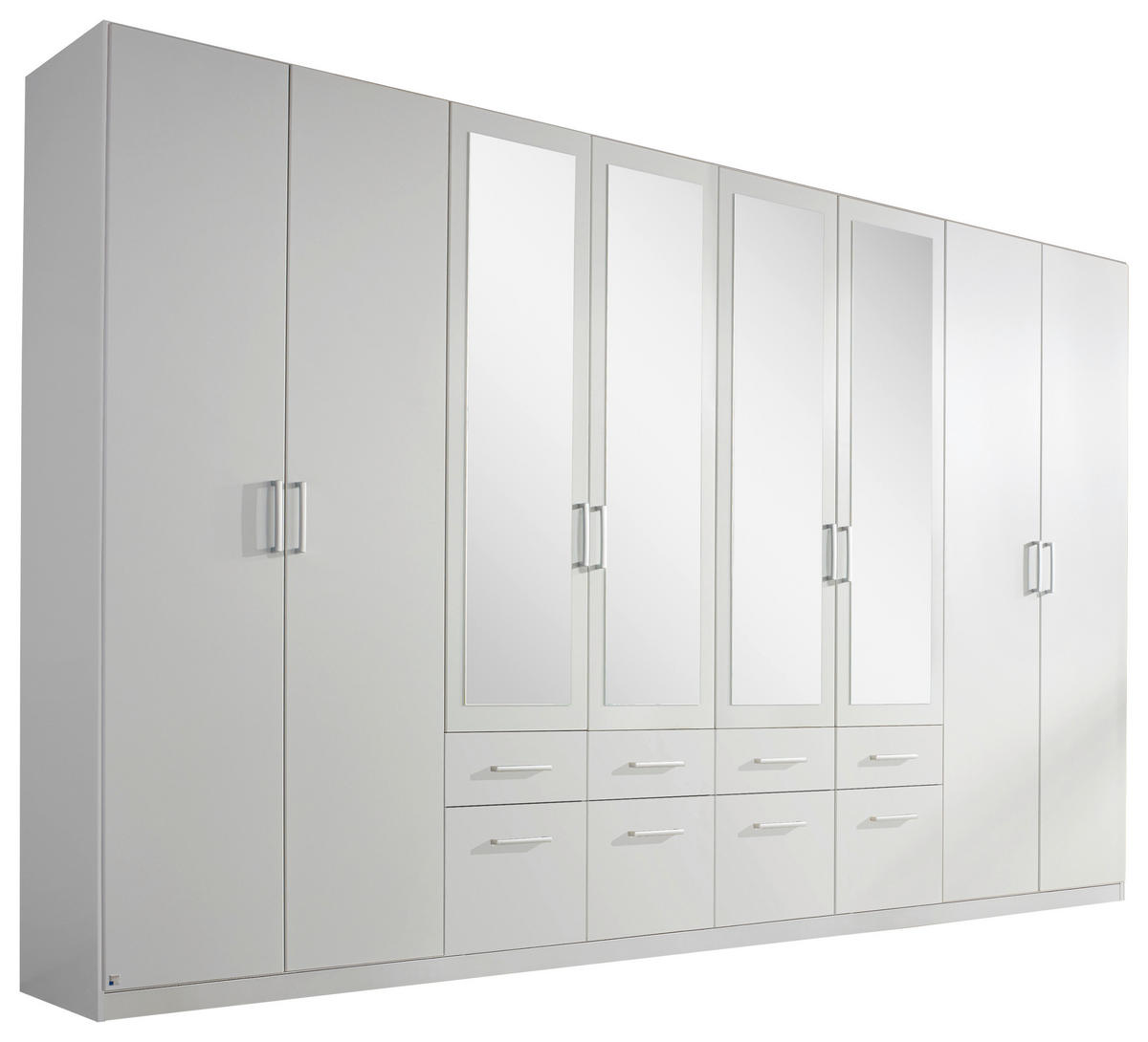 DREHTÜRENSCHRANK 8-türig Weiß  - Alufarben/Weiß, Basics, Holzwerkstoff/Kunststoff (360/229/54cm) - Xora