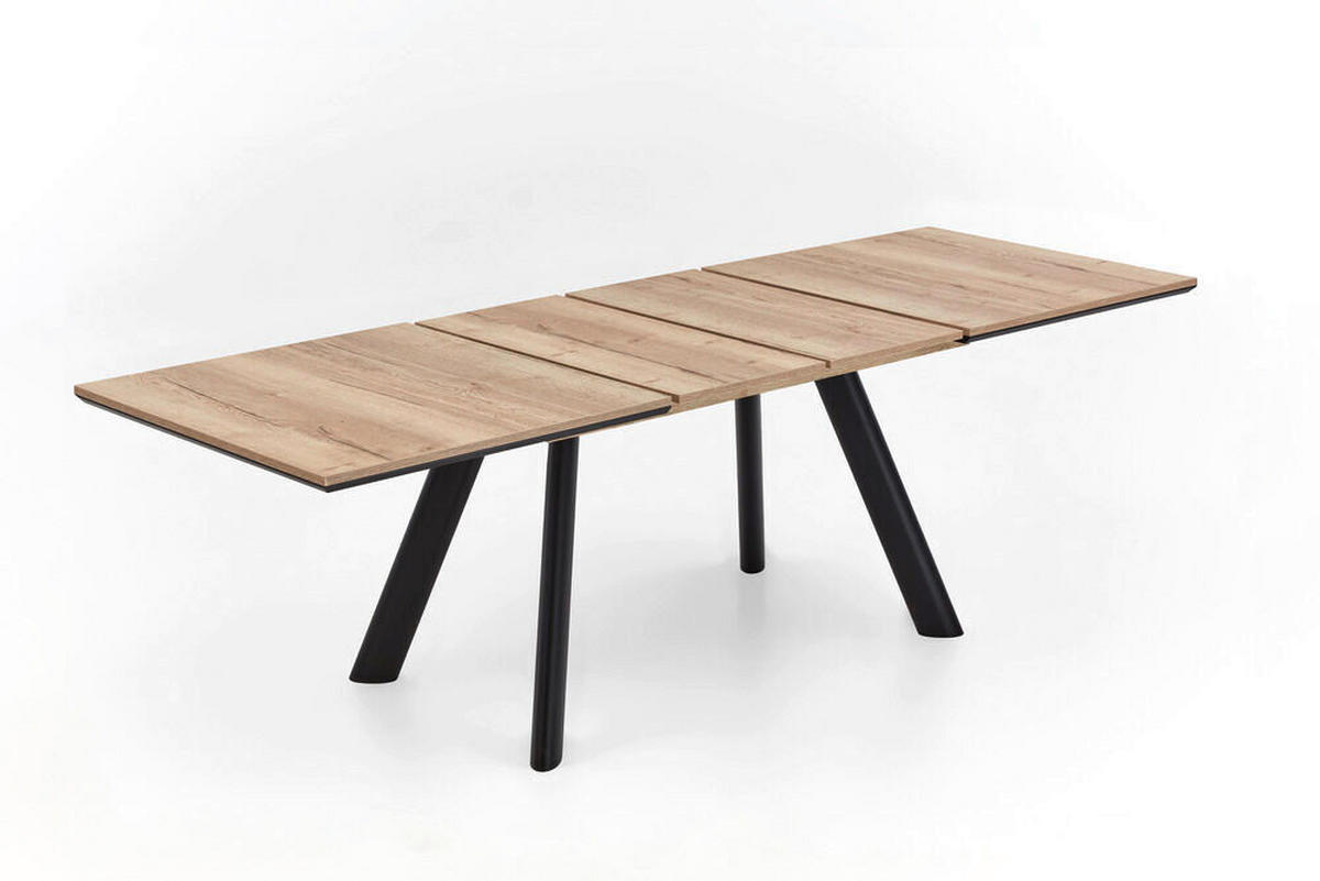 ESSTISCH 140-220/90/76 cm Nachbildung  Holzwerkstoff ausziehbar, in verschiedenen Größen erhältlich rechteckig Schwarz, Eichefarben  - Eichefarben/Schwarz, MODERN, Holz/Holzwerkstoff (140-220/90/76cm) - Valdera