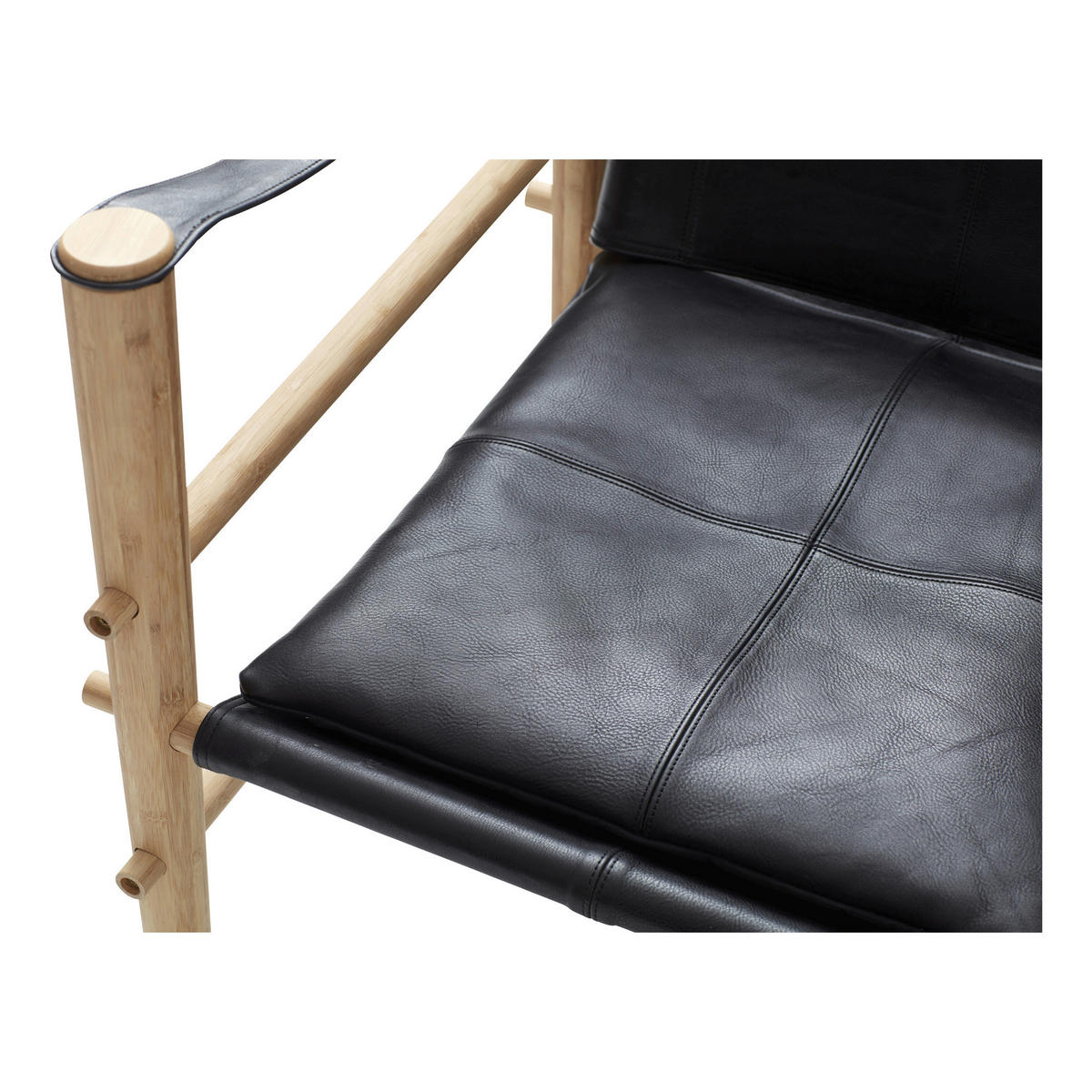 SESSEL in Echtleder Schwarz  - Schwarz/Naturfarben, ROMANTIK / LANDHAUS, Leder/Holz (59/79/61cm) - MID.YOU