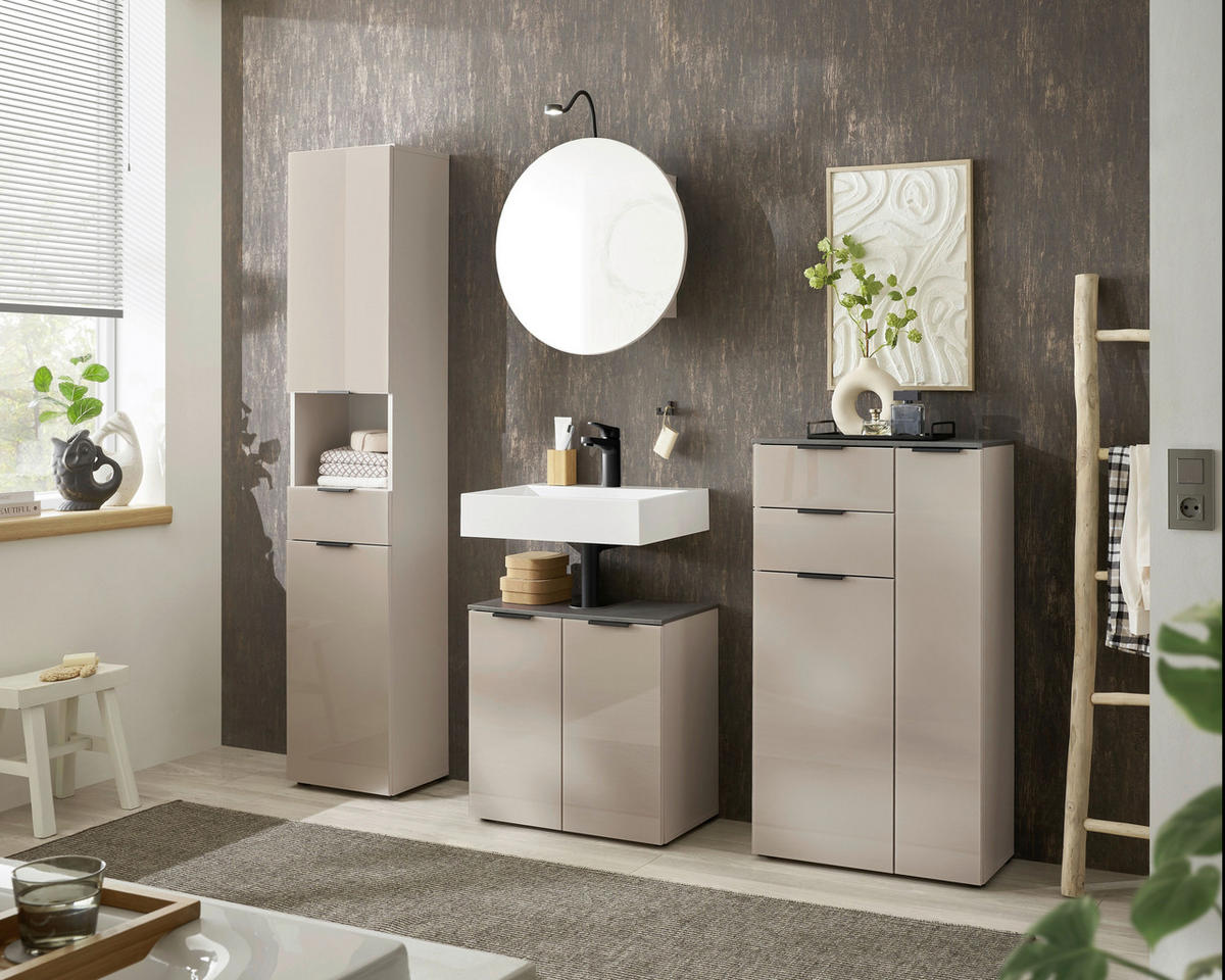 TÜKRÖS SZEKRÉNY 60/60/20 cm  - kasmírszínű, Lifestyle, faalapú anyag/Üveg (60/60/20cm) - home24