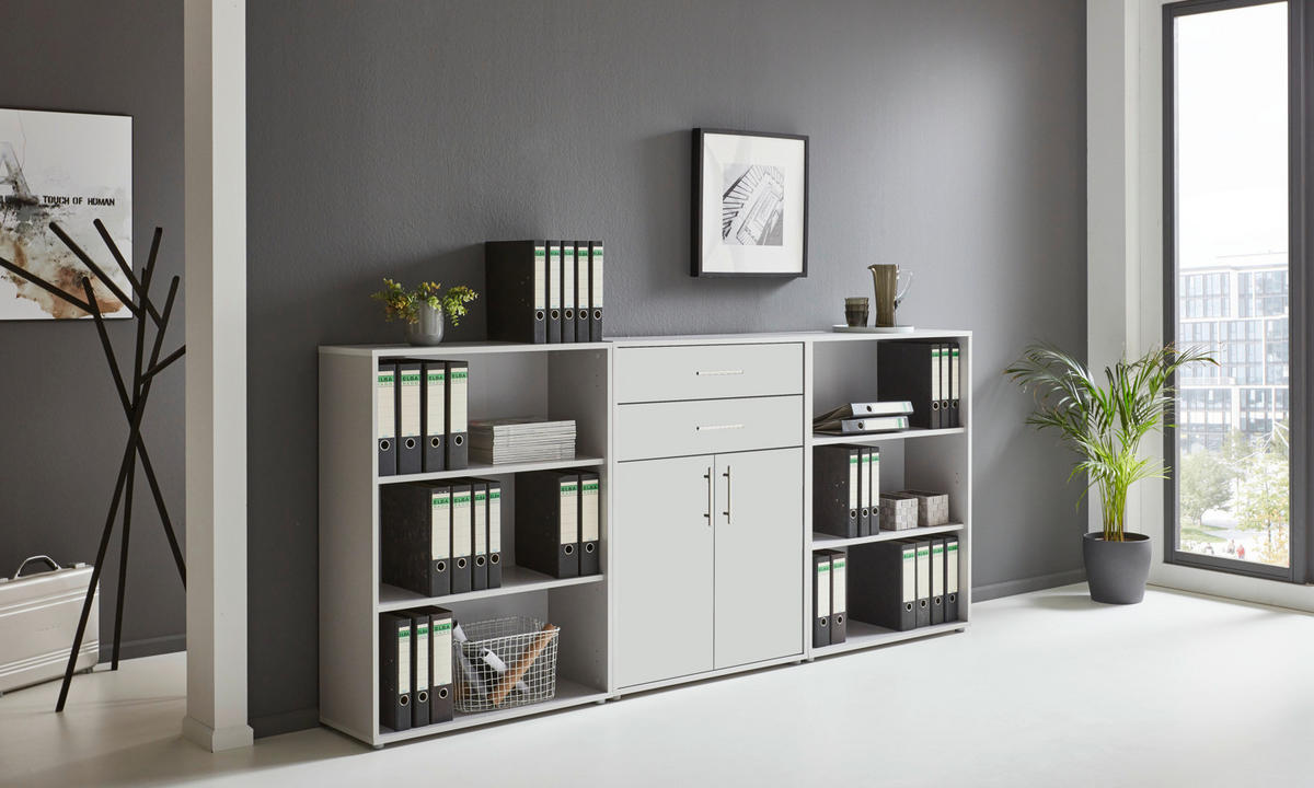 AKTENSCHRANK Grau, Weiß  - Weiß/Grau, MODERN, Holzwerkstoff (253,2/113,6/33cm) - MID.YOU