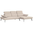 ECKSOFA Sandfarben Webstoff  - Sandfarben/Schwarz, Design, Textil/Metall (296/188cm) - Xora