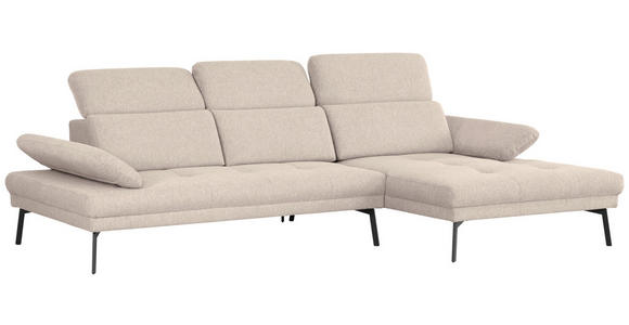 ECKSOFA Sandfarben Webstoff  - Sandfarben/Schwarz, Design, Textil/Metall (296/188cm) - Xora