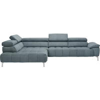 ECKSOFA  in Chenille Grau Rücken echt, Kopfteilverstellung  222/323 cm  - Chromfarben/Grau, Design, Textil/Metall (222/323cm) - Beldomo Style