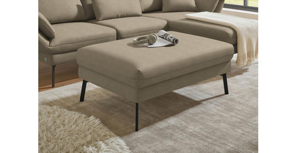 ECKSOFA  in Flachgewebe Hellbraun Armteilverstellung, Relaxfunktion, Drehsitzfunktion  255-365/175-224 cm  - Hellbraun/Schwarz, Design, Textil/Metall (255-365/175-224cm) - Dieter Knoll