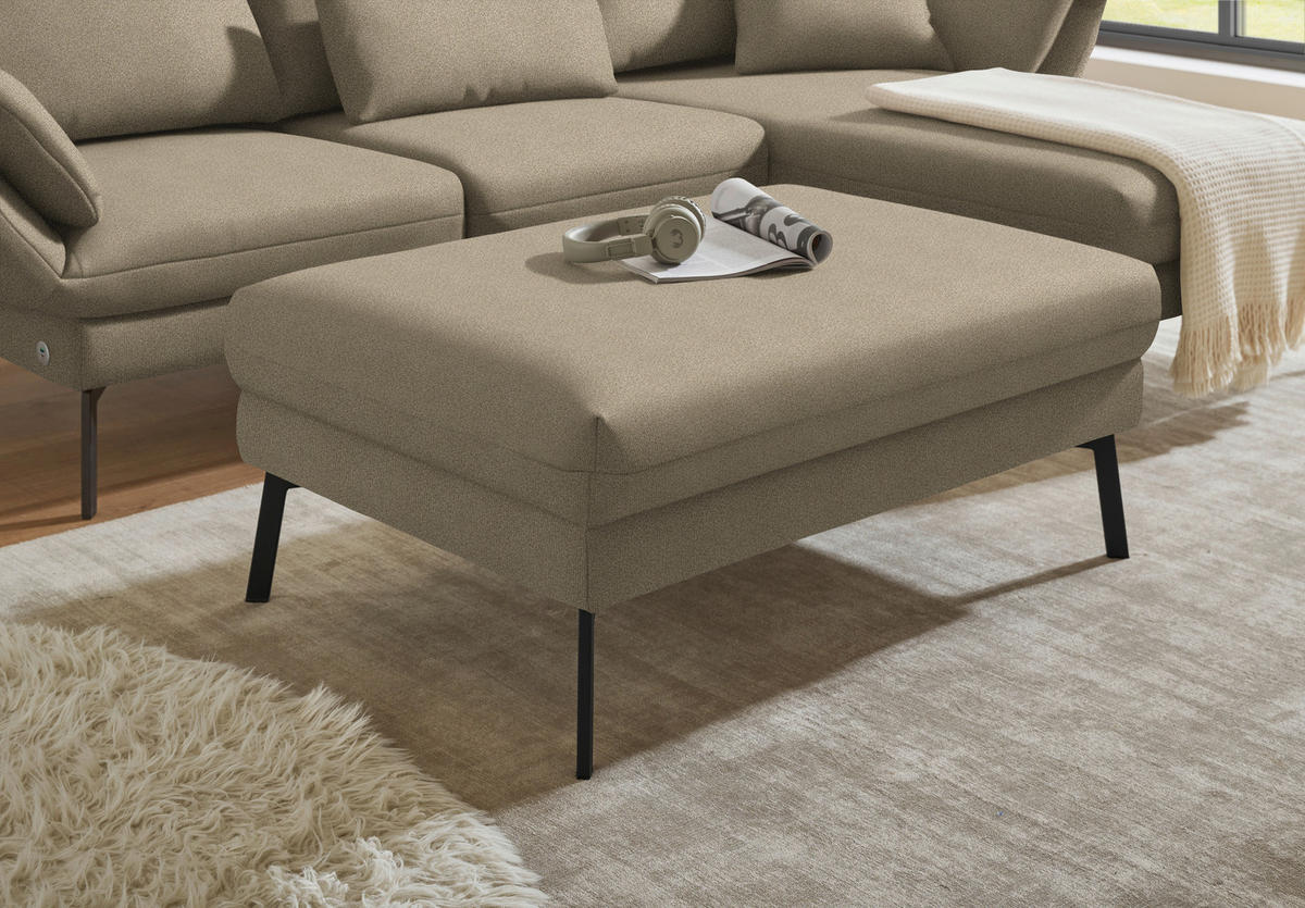 ECKSOFA  in Flachgewebe Hellbraun  255-365/175-224 cm  - Hellbraun/Schwarz, Design, Textil/Metall (255-365/175-224cm) - Dieter Knoll