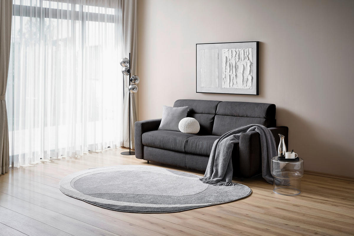 SCHLAFSOFA Cord Dunkelgrau  - Dunkelgrau/Schwarz, Design, Kunststoff/Textil (200/84/98cm) - Novel