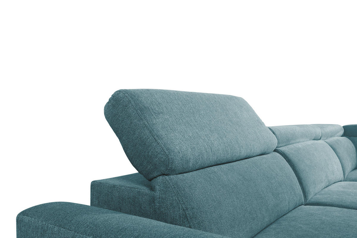 ECKSOFA Petrol Velours  - Petrol/Schwarz, KONVENTIONELL, Textil/Metall (255/217cm) - Carryhome