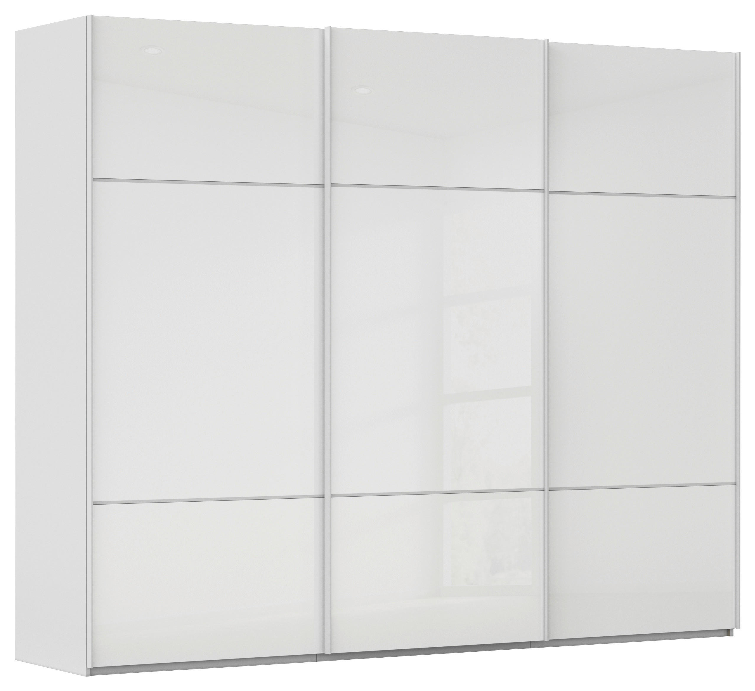 SCHWEBETÜRENSCHRANK  in Grau, Weiß  - Weiß/Grau, KONVENTIONELL, Glas/Holzwerkstoff (242/223/68cm) - Novel