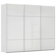 SCHWEBETÜRENSCHRANK  in Grau, Weiß  - Weiß/Grau, KONVENTIONELL, Glas/Holzwerkstoff (242/223/68cm) - Novel