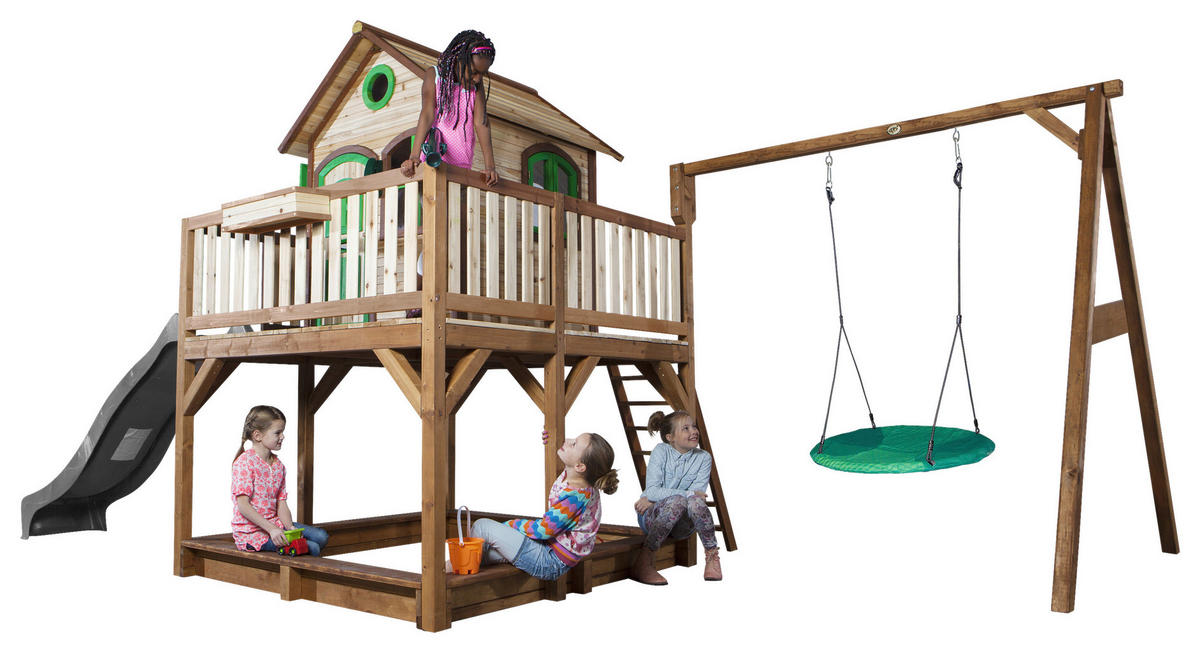SPIELTURM 613/291/277 cm  - Braun/Grau, Konventionell, Holz (613/291/277cm)