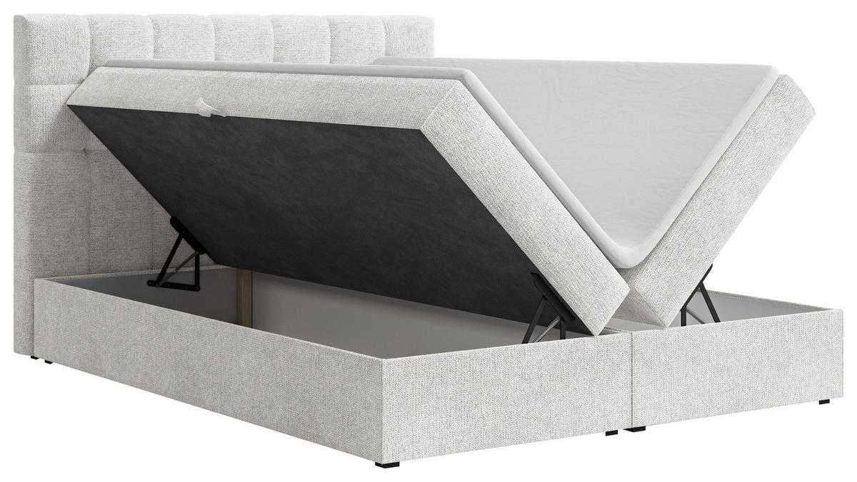 BOXBETT 180/200 cm,  in Weiß, Bettkasten, Topper,  - Schwarz/Weiß, MODERN, Holz/Kunststoff (180/200cm) - MID.YOU