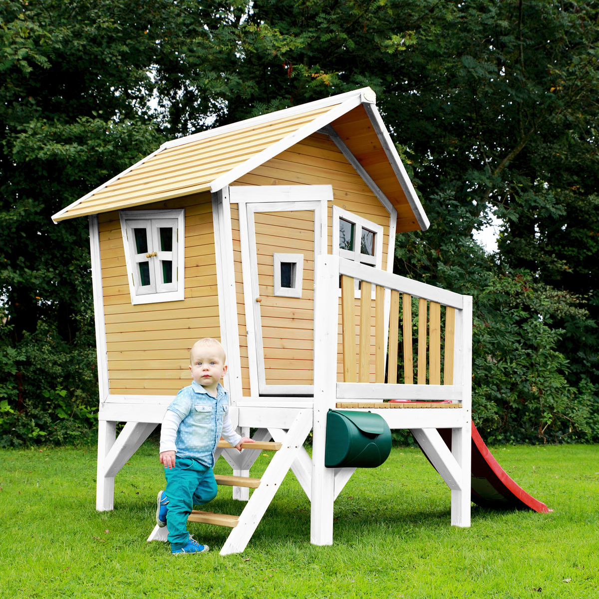 SPIELHAUS 264/203/177 cm  - Rot/Braun, KONVENTIONELL, Holz/Kunststoff (264/203/177cm) - Ambia Garden