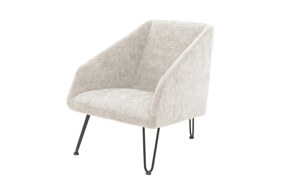 SESSEL in Chenille Creme  - Creme/Schwarz, Basics, Textil/Metall (60/71/83cm) - Livetastic
