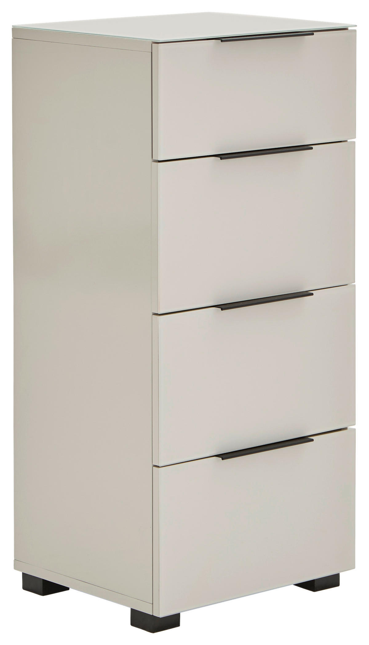 KOMMODE , 45/99,7/42 cm, 4 Schublade(n)  - Kaschmir/Schwarz, Design, Glas/Holzwerkstoff (45/99,7/42cm) - Novel