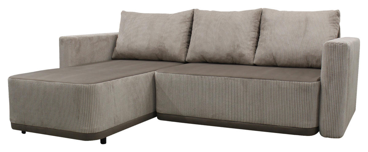 ECKSOFA STELLA Taupe Plüsch Rückenkissen, Bettkasten  - Taupe/Schwarz, Design, Kunststoff/Textil (166/234cm) - MID.YOU