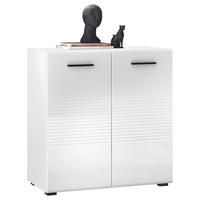 KOMODA, bílá, vysoce lesklá bílá, 80/83/40 cm - bílá/černá, Design, kompozitní dřevo/plast (80/83/40cm)