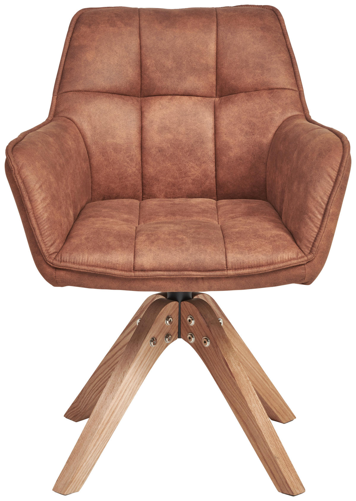 ARMLEHNSTUHL  Sitzfläche 360° drehbar, inklusive Armlehnen Webstoff  - Eichefarben/Orange, Basics, Holz/Textil (61/85/63cm) - MID.YOU