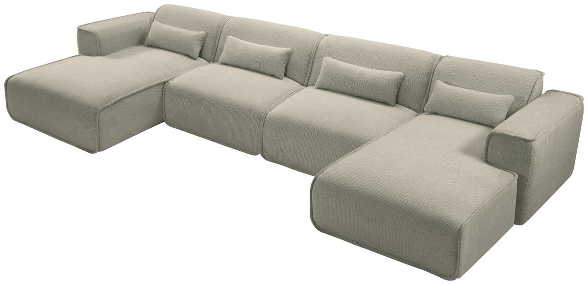 WOHNLANDSCHAFT LOMOCO MATEO Grau Flachgewebe  - Schwarz/Grau, Design, Kunststoff/Textil (165/386/165cm) - Lomoco