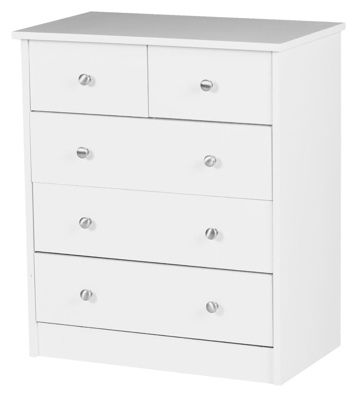 KOMMODE 60/70/35 cm  in Weiss  - Weiss/Alufarben, Konventionell, Holzwerkstoff/Metall (60/70/35cm) - MID.YOU
