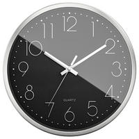 WANDUHR Schwarz, Silberfarben  - Silberfarben/Schwarz, Basics, Metall (30cm)