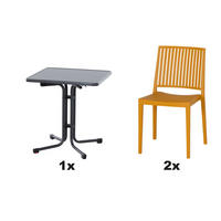 GARTENGARNITUR 3-teilig Stahl  - Gelb, Basics, Kunststoff/Metall (70/80/70cm) - Siena Garden