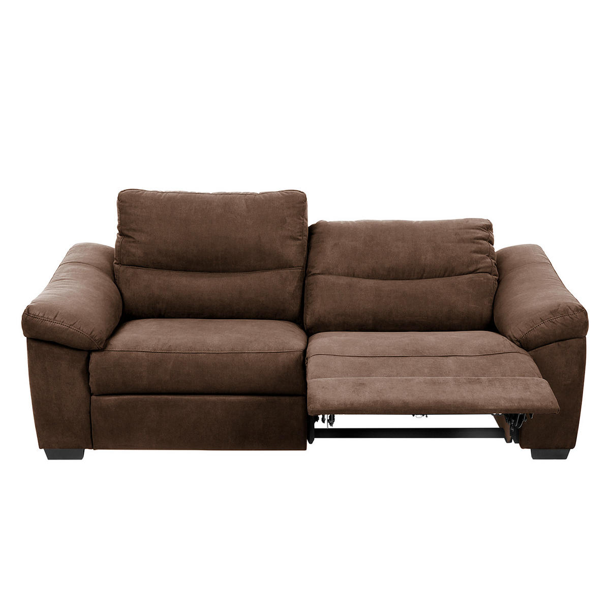 2,5-SITZER Flachgewebe Mokka  - Schwarz/Mokka, Design, Holz/Textil (214/97/97cm) - Livetastic