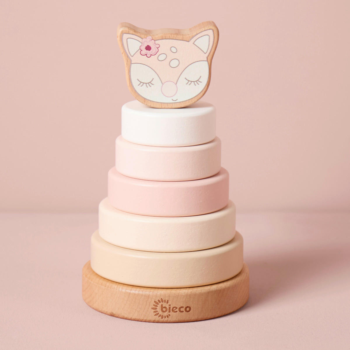 STAPELTURM Stapelturm Reh Ella  - Beige/Rosa, Basics, Holz (10/18,5/10cm)
