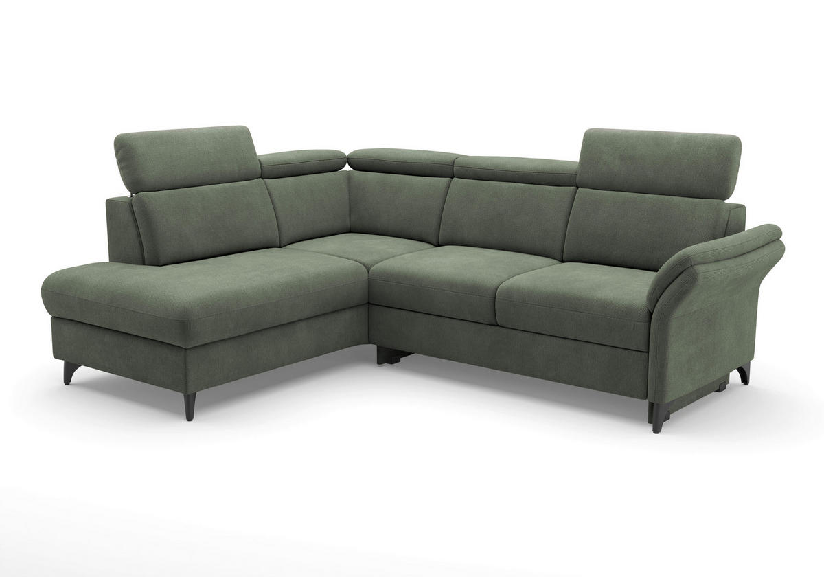 ECKSOFA Flachgewebe Dunkelgrün  - Dunkelgrün/Schwarz, Konventionell, Textil/Metall (193/247cm) - Sit & More