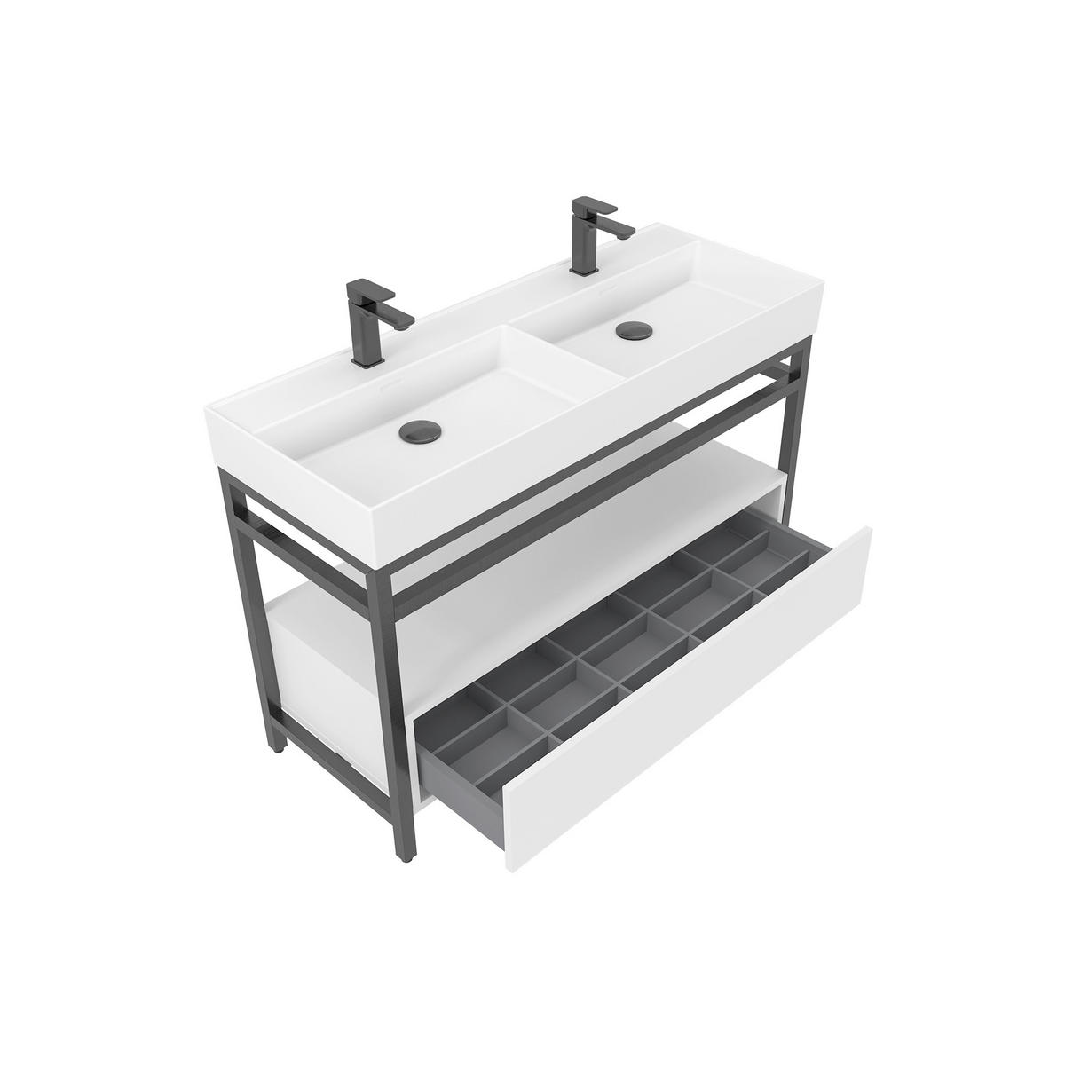 BADEZIMMER 4-teilig  in 120 cm  - Schwarz/Weiß, Design, Keramik/Holzwerkstoff (120cm) - Welnova