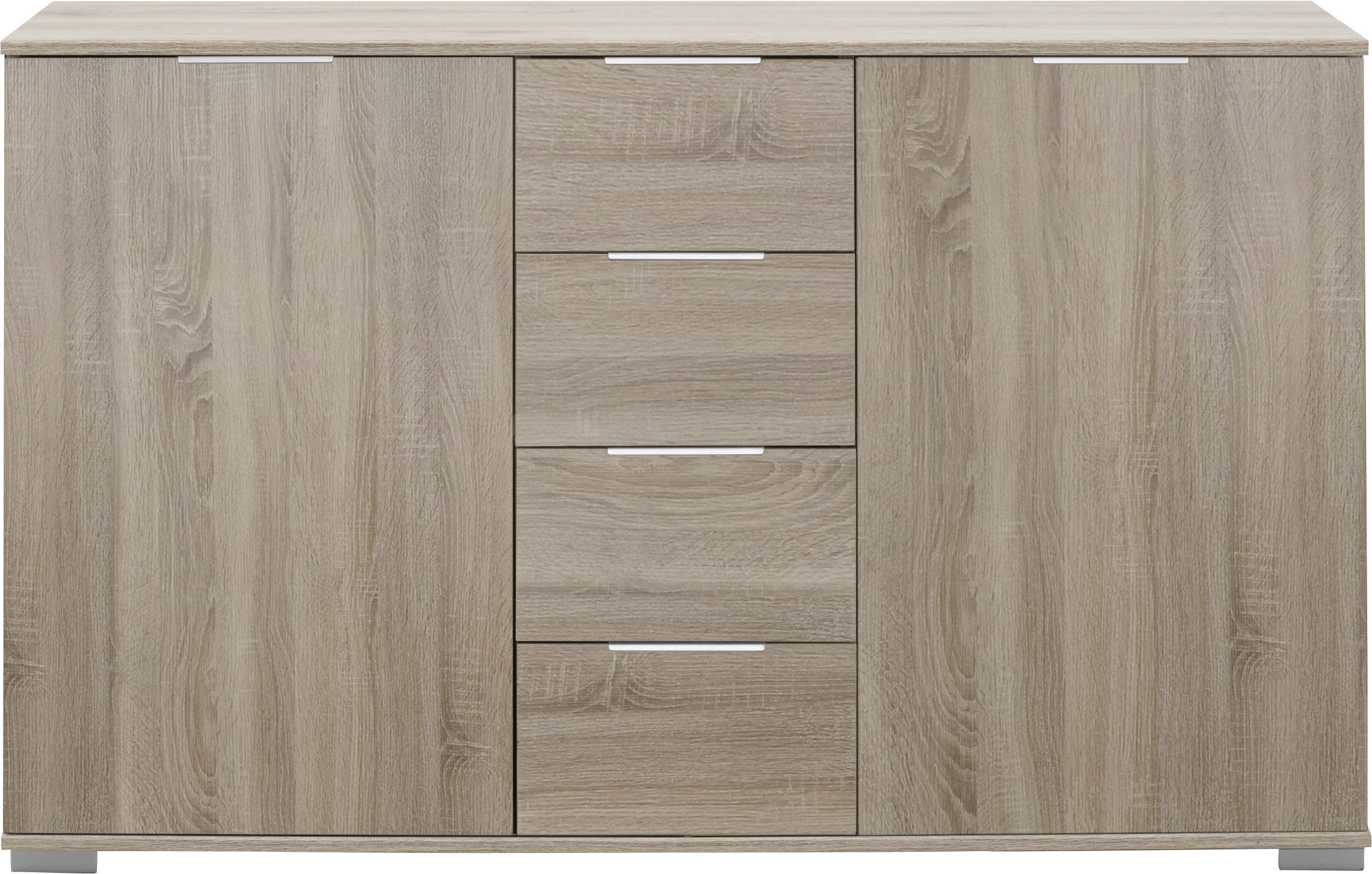 KOMMODE  in 130/83/41 cm  - Chromfarben/Eichefarben, Design, Holzwerkstoff/Kunststoff (130/83/41cm) - Livetastic