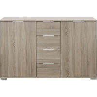 KOMMODE  in 130/83/41 cm  - Chromfarben/Eichefarben, Design, Holzwerkstoff/Kunststoff (130/83/41cm) - Livetastic