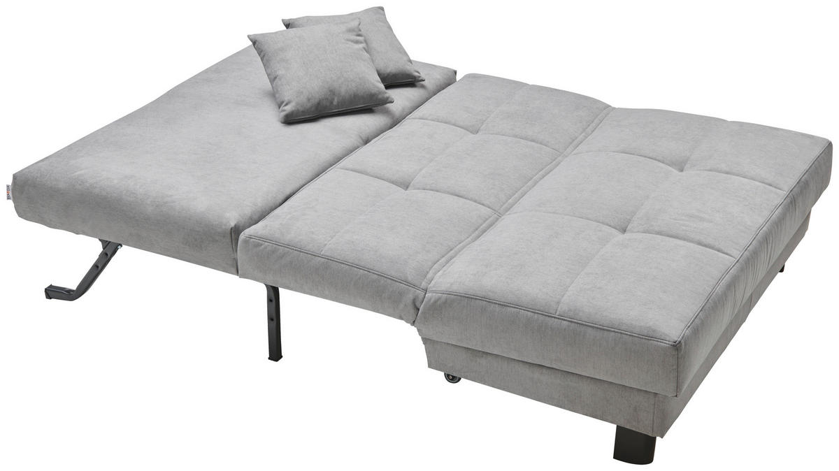 SCHLAFSOFA Mikrovelours Grau  - Schwarz/Grau, KONVENTIONELL, Textil/Metall (145/85/100cm) - Carryhome
