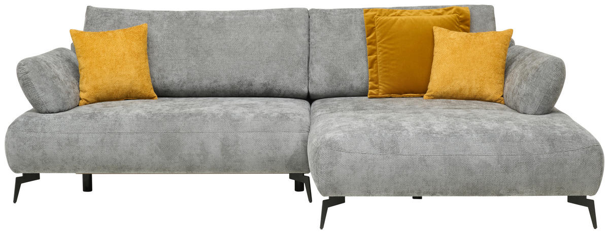 ECKSOFA COLORADO Grau Struktur  - Schwarz/Grau, Design, Textil/Metall (284/186cm) - Livetastic