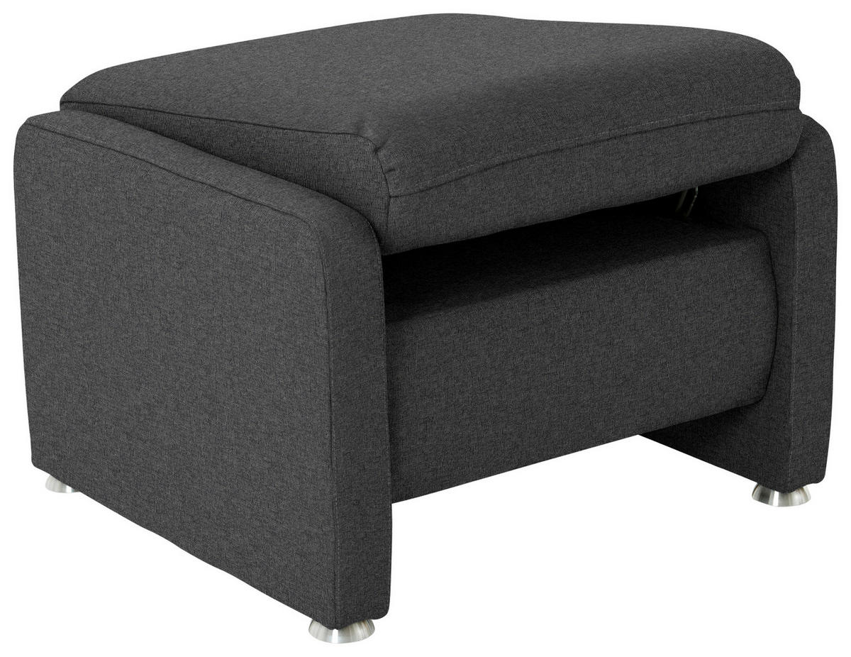 HOCKER Textil Dunkelgrau  - Dunkelgrau/Alufarben, Konventionell, Textil/Metall (67/44/58cm) - Beldomo Comfort