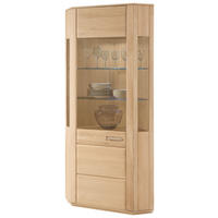 ECKVITRINE  in furniert, teilmassiv Eiche Eichefarben - Eichefarben/Silberfarben, Design, Glas/Holz (69/209/69cm) - Livetastic