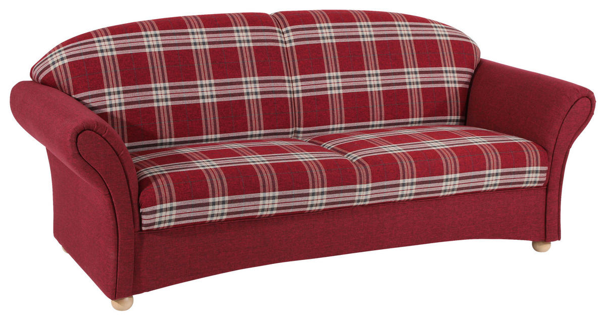 3-SITZER-SOFA in Flachgewebe Rot  - Buchefarben/Rot, Design, Holz/Textil (202/85/81cm) - Max Winzer