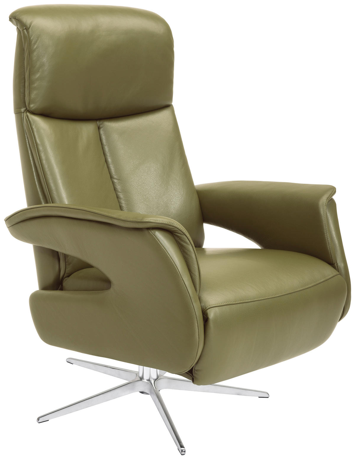 RELAXSESSEL in Leder Olivgrün  - Edelstahlfarben/Olivgrün, Design, Leder/Metall (78/106/88cm) - Welnova
